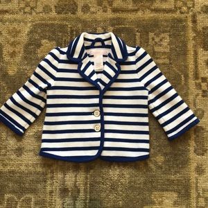 Janie & Jack blue white stripe blazer 3/6m